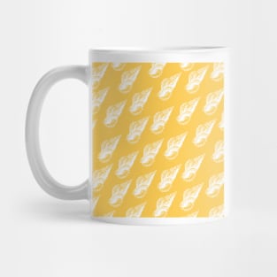 tulip shell aloha print pattern yellow and white Mug
